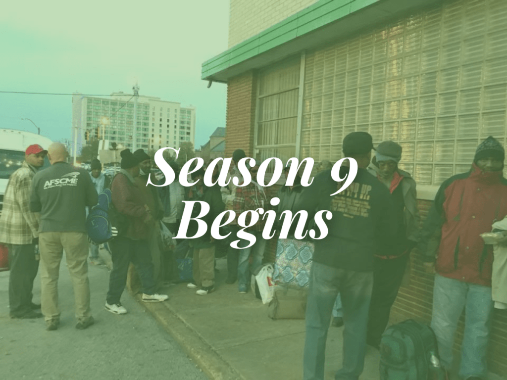 room in the inn blog title season 9 begins overlaying image of guests gathering in a line outside building